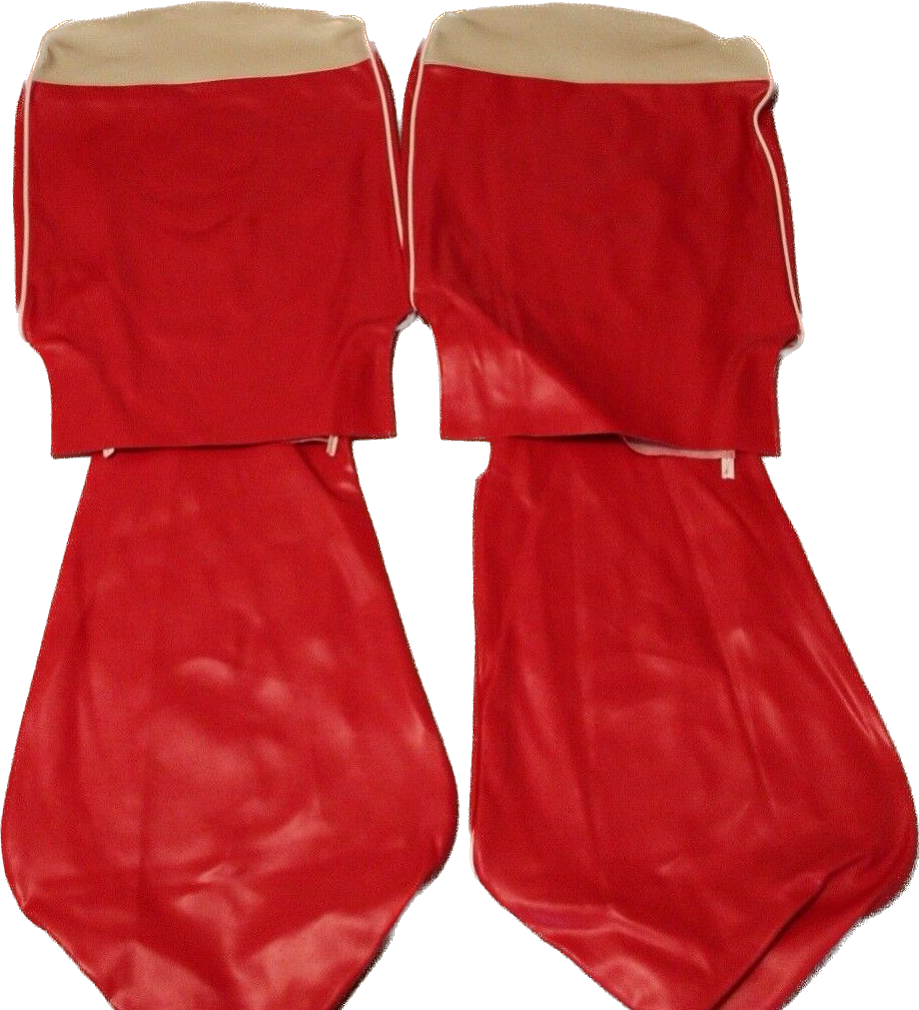 CLASSIC FIAT 500 F SEAT TRIM KIT UPHOLSTERY FRONT AND REAR SEAT COVERS RED WHITE