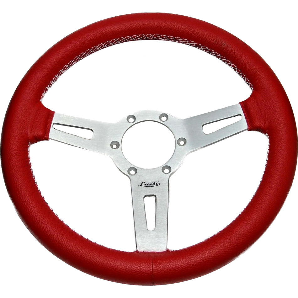 RED LEATHER STEERING WHEEL 315mm LUISI "SHARAV 315 RED" MADE IN ITALY BRAND NEW