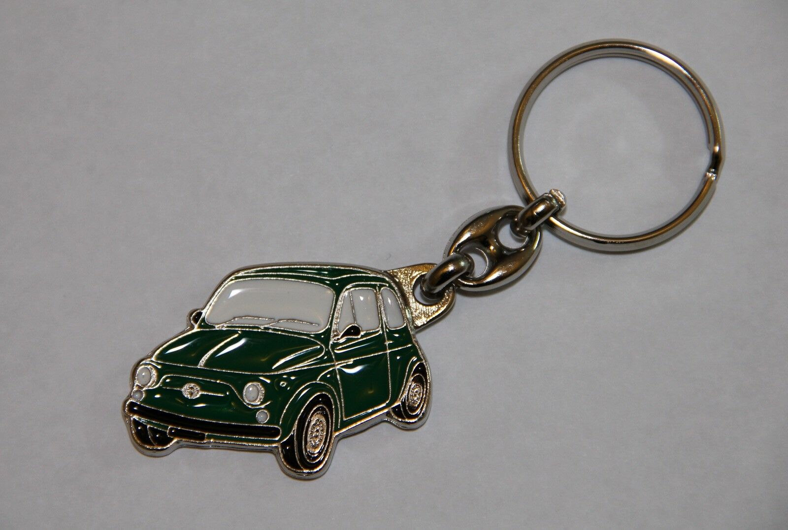 Fiat 500 Classic Key Ring in Polished Stainless Steel 