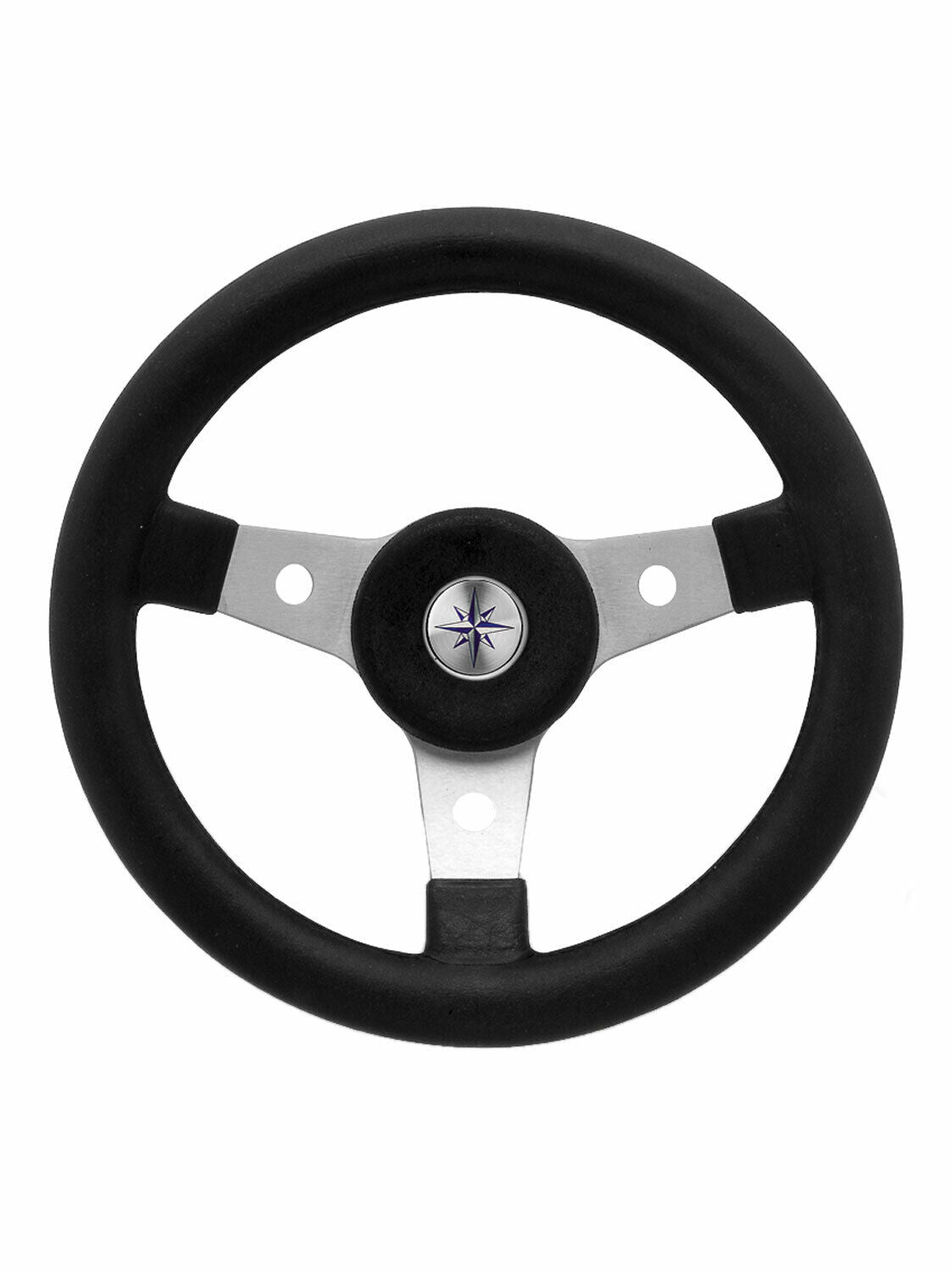 MARINE STEERING WHEEL 310mm 12.2" LUISI DELFINO BLACK 3 SPOKE BOAT MAD