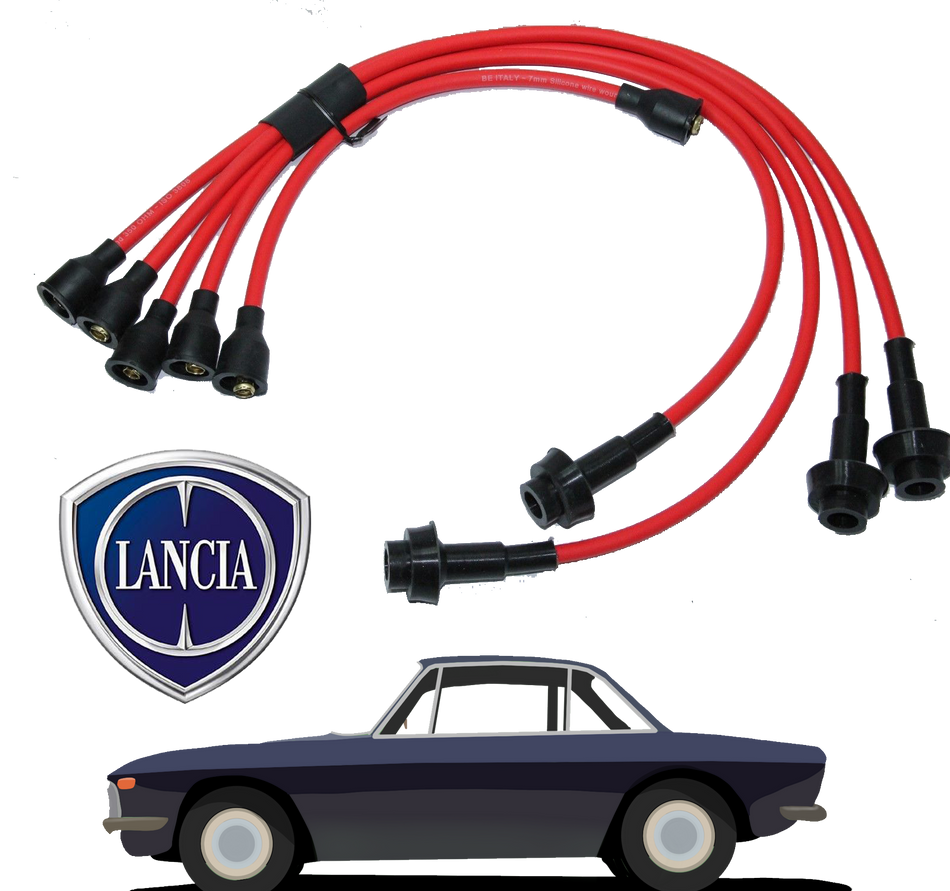 LANCIA FULVIA 1300 SILICONE HT LEADS SPARK PLUG IGNITION 7mm MAG WIRE RED KIT