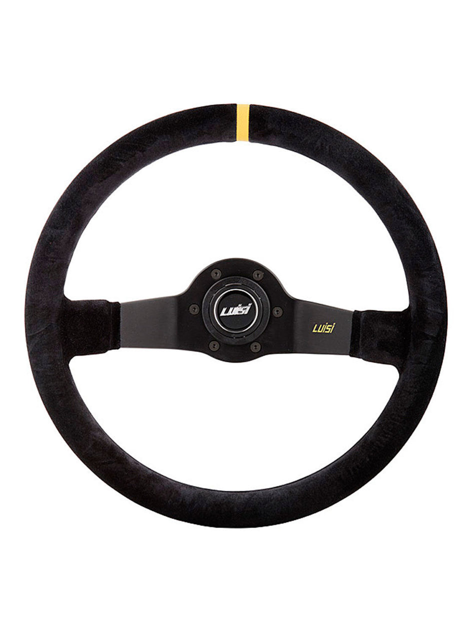 SPORT BLACK SUEDE DISHED STEERING WHEEL 350mm 13.8" LUISI JET CORSA BMW E30 E34