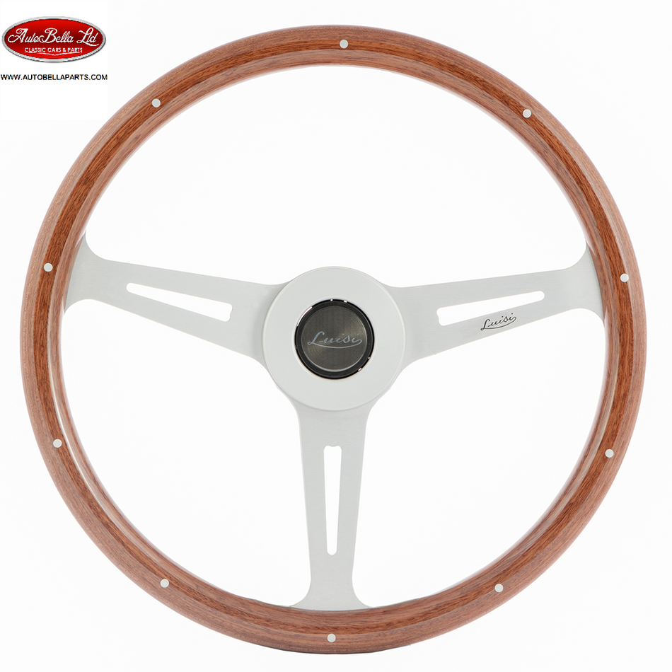 CLASSIC LUISI WOOD STEERING WHEEL RIVETED 370mm 14.55 inch LUISI CLASSIC MADE in ITALY