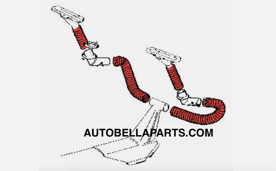 4 x klassischer Fiat 500 Autobianchi Bianchina Luftheizungskanal-Schlauchsatz Armaturenbrett Neu 