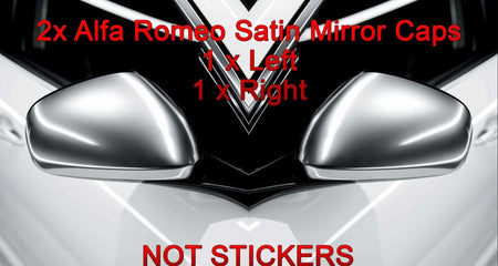 2x ALFA ROMEO GIULIETTA MiTo 159 SATIN CHROME WING MIRROR COVERS CAPS REPLACEM.