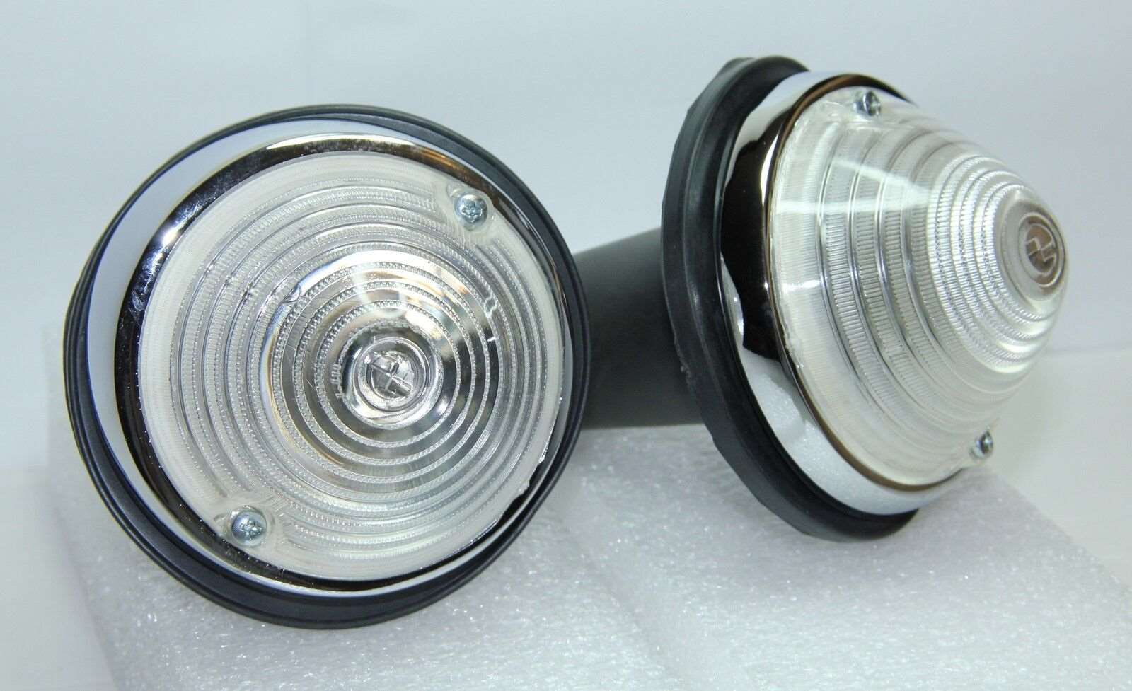 2x CLASSIC FIAT 500 D 600 D FRONT INDICATORS SIDELIGHT KIT ALUMINIUM CHROMED NEW