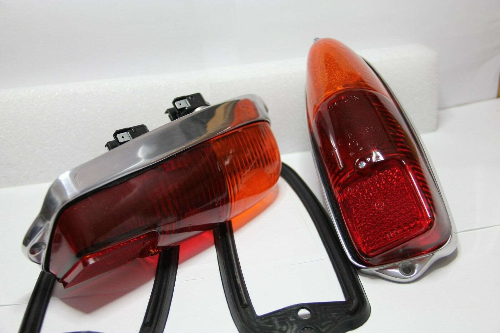 2x CLASSIC FIAT 500 GIARDINIERA REAR LIGHT ASSEMBLY KIT ALUMINIUM POLISHED