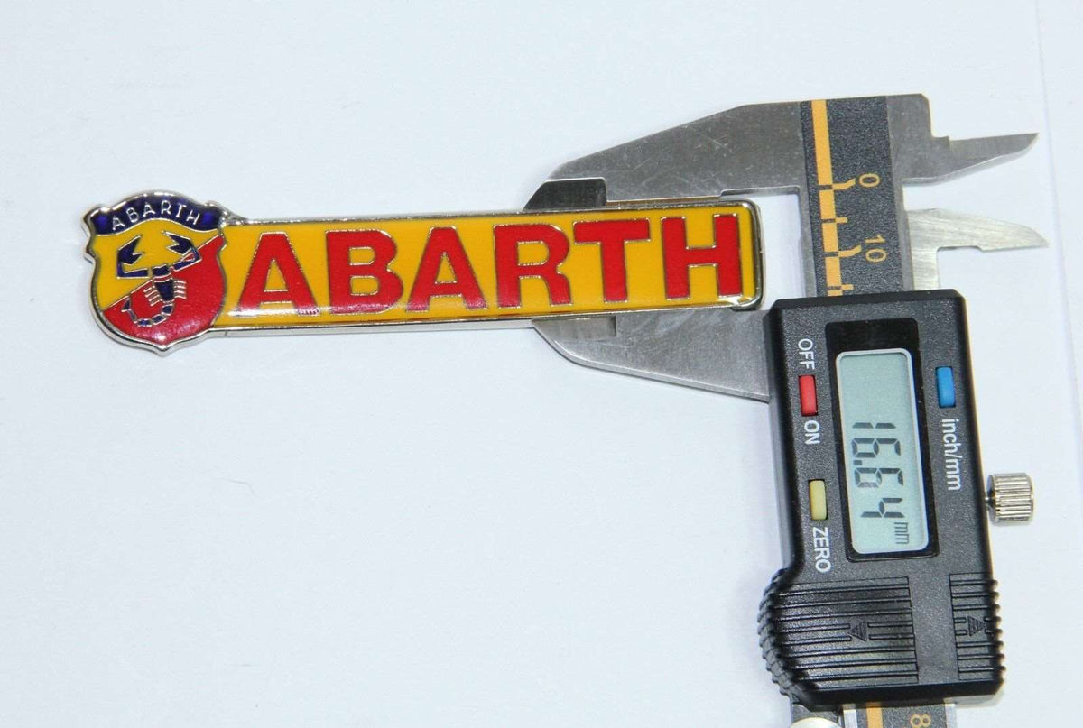 CLASSIC ABARTH LOGO EMBLEM LACQUERED METAL BADGE BRAND NEW WITH SCRIPT