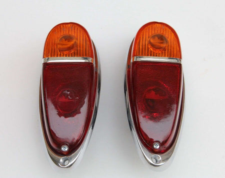 2x Classic Fiat 500 N Nuova  Rear Lights Assembly Kit Aluminium Chromed New