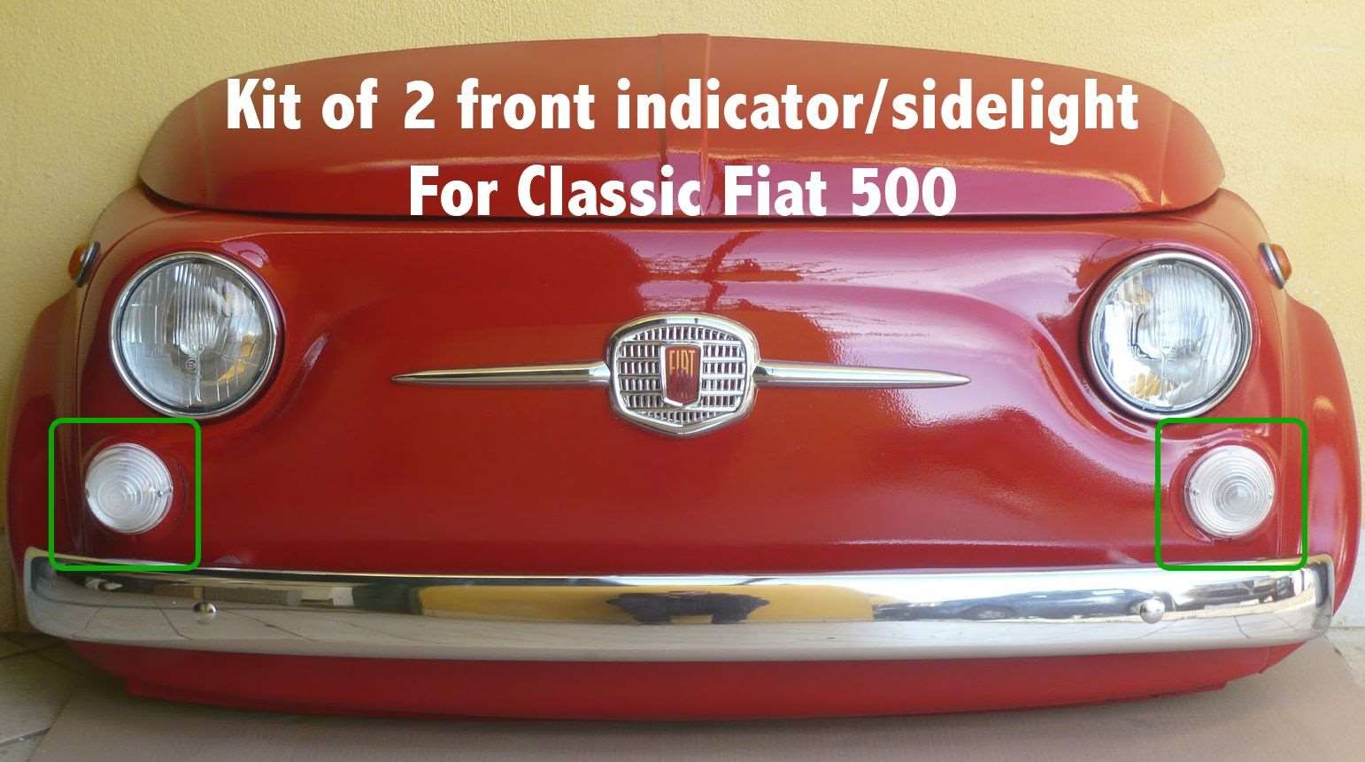 2 x CLASSIC FIAT 500 FRONT INDICATOR LENS CLEAR KIT INDICATORS SIDE LIGHT LENSES