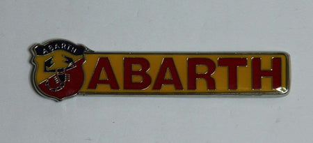 CLASSIC ABARTH LOGO EMBLEM LACQUERED METAL BADGE BRAND NEW WITH SCRIPT