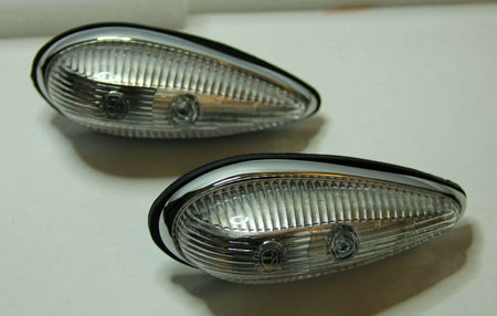 2x CLASSIC FIAT 500 N NUOVA PAIR SIDE REPEATER INDICATOR LAMP CLEAR BRAND NEW