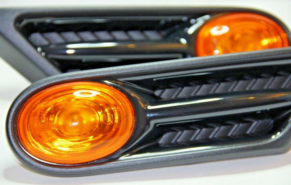 2x OEM BMW MINI R56 R57 ORANGE SIDE INDICATOR REPEATER SCUTTLE TRIM BLINKERS KIT