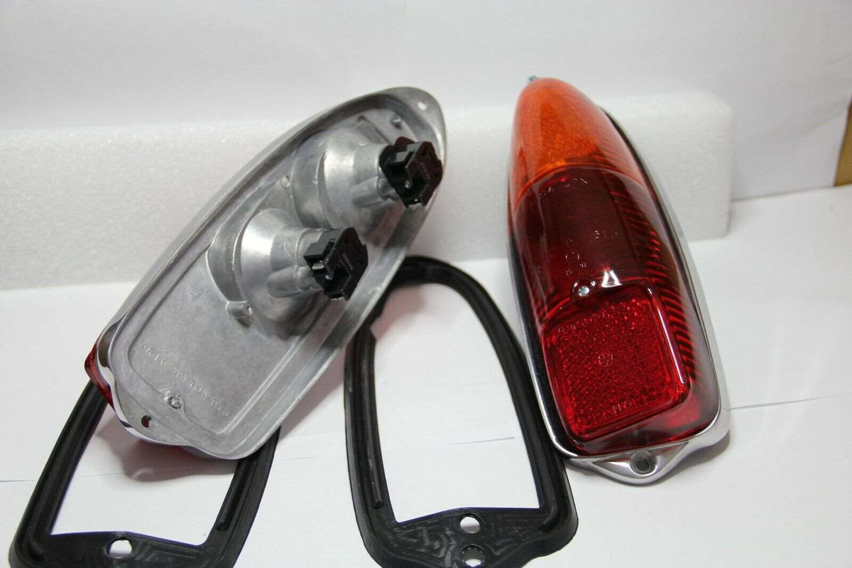 2x CLASSIC FIAT 500 GIARDINIERA REAR LIGHT ASSEMBLY KIT ALUMINIUM POLISHED