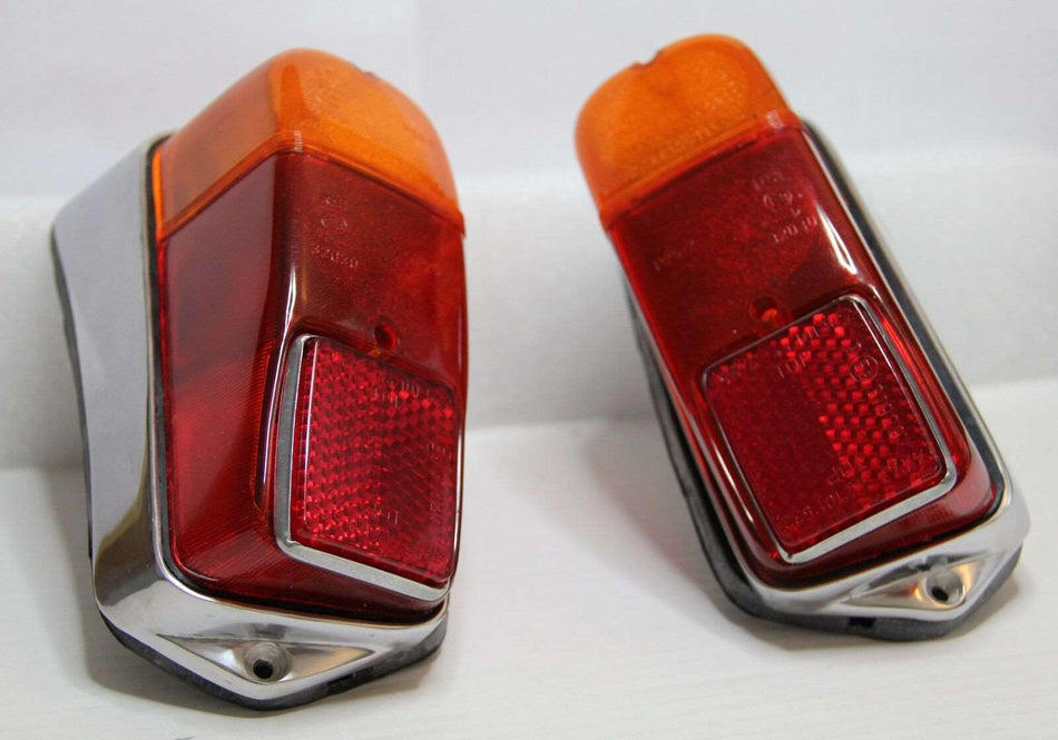 2x CLASSIC FIAT 500 D 600 D REAR LIGHT ASSEMBLY KIT ALUMINIUM CHROMED BRAND NEW