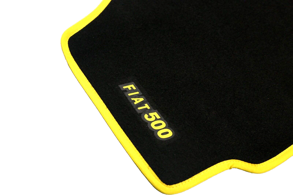 Classic Fiat 500 1964-75 LHD Carpet Mat Set Of 4 Pieces With Yellow Trim