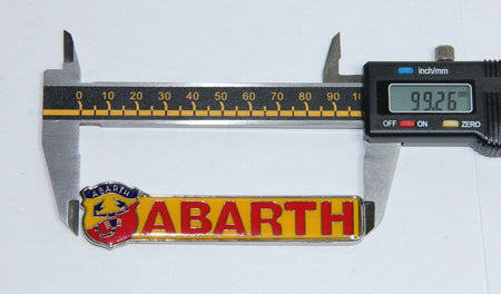 CLASSIC ABARTH LOGO EMBLEM LACQUERED METAL BADGE BRAND NEW WITH SCRIPT