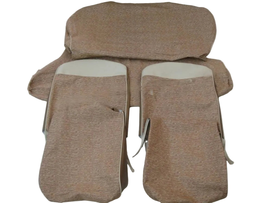 Classic Fiat 500 D Cloth / Vinyl Front & Rear Seat Covers Kit Tan Brown & Ivory