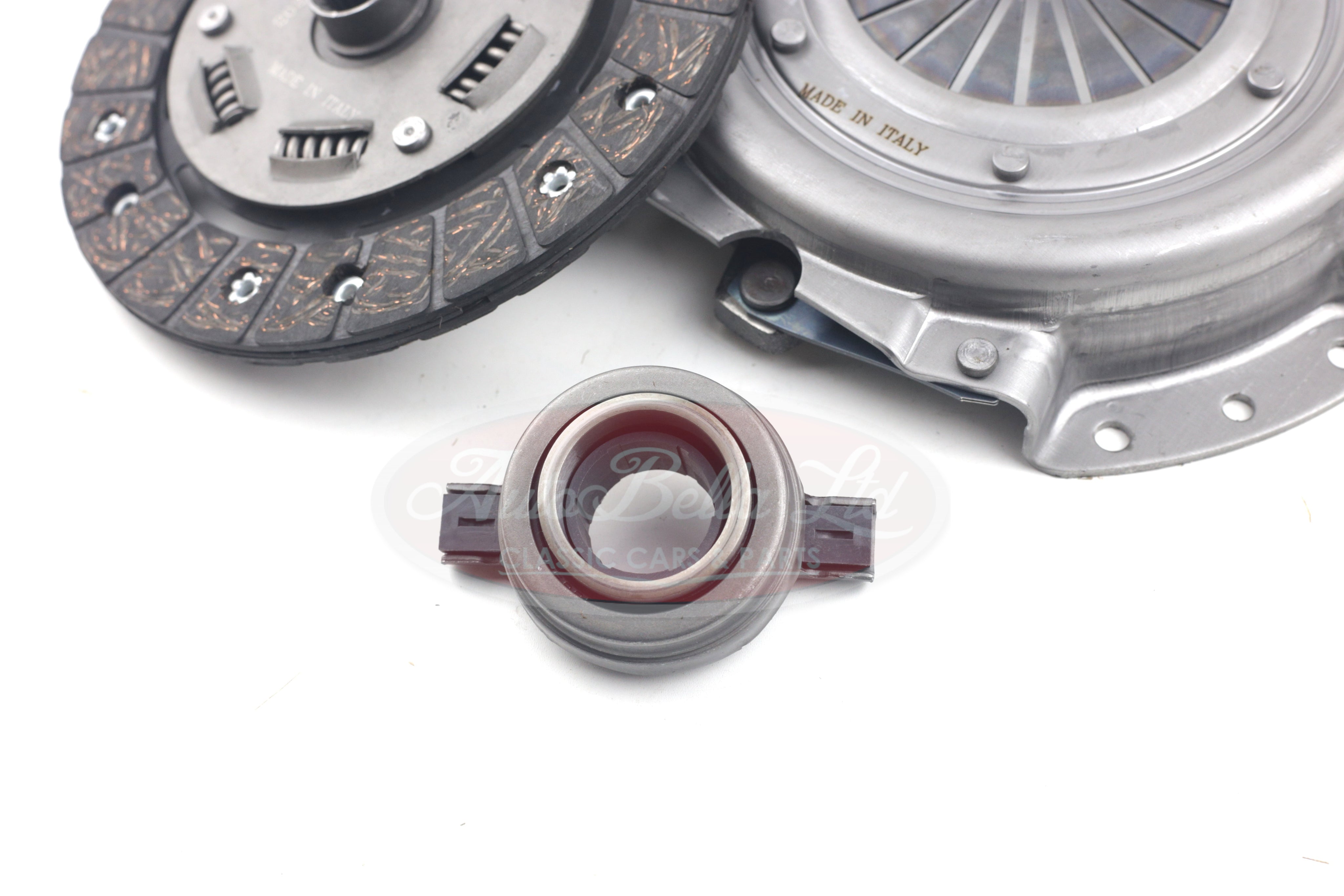 Clutch plates and bearing on a white background