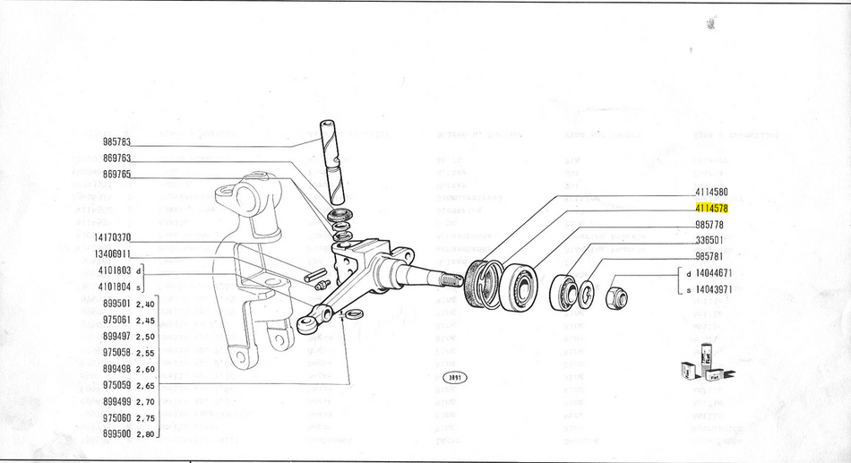 Classic Fiat 500 126 Front Wheel Bearing Hub C Clip Spacer