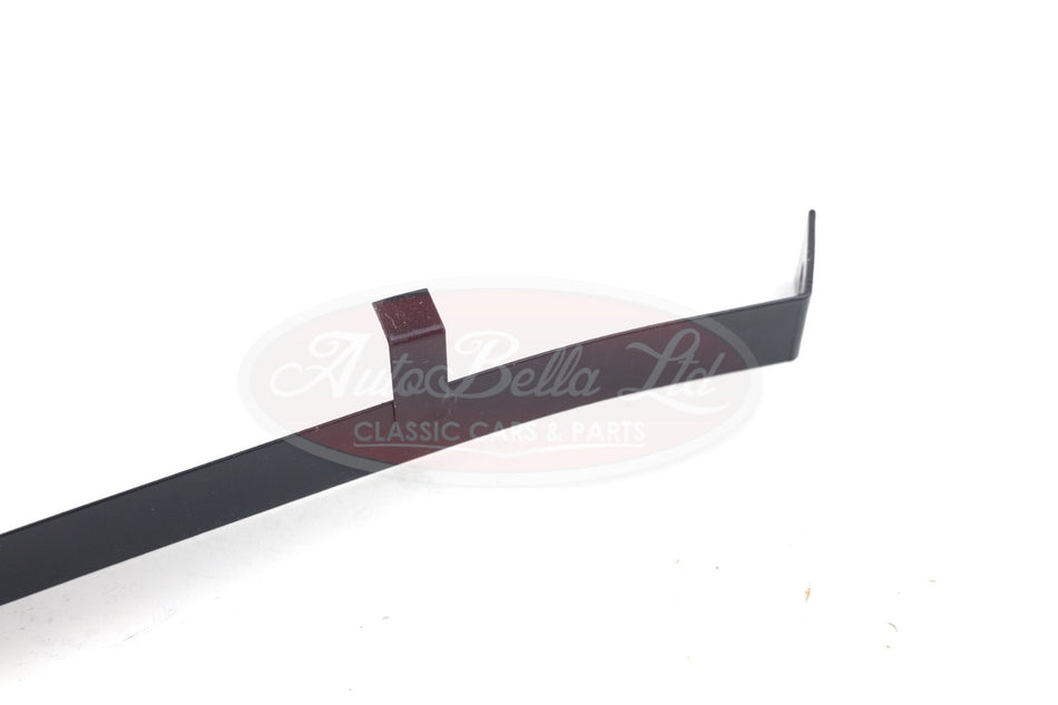 Close up picture of classic Fiat and Autobianchi fuel tank strap showing fuel hose clip / holder.