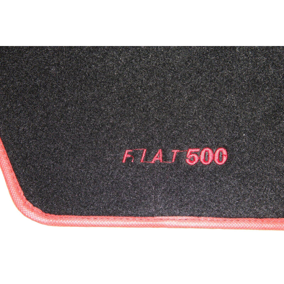 CLASSIC FIAT 500 1964-75 LHD CARPET MAT SET OF 4 PIECES WITH RED TRIM