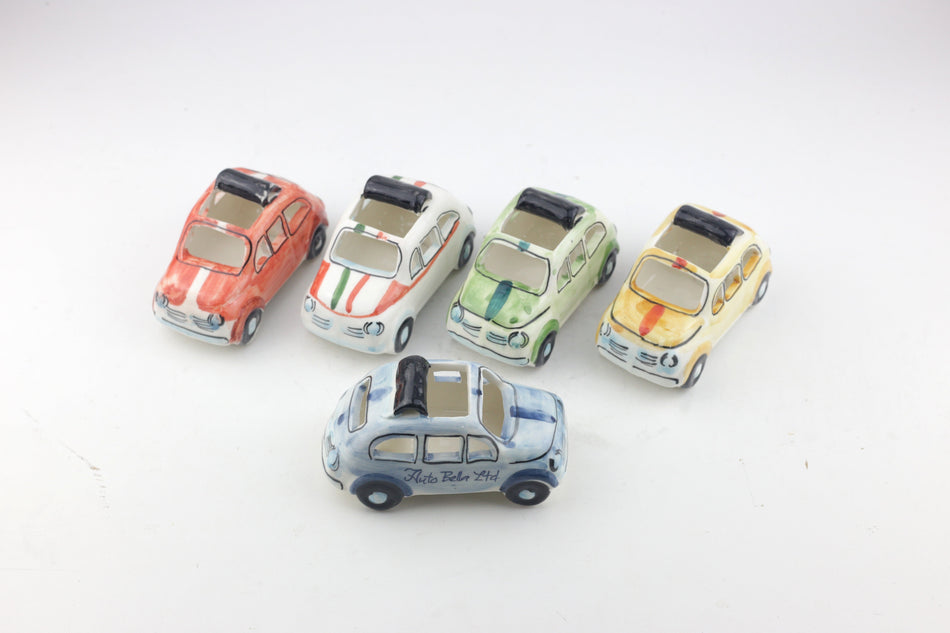 Classic Fiat 500 Italian Ceramic Model Car Ornament Collectable Hand Made In Italy