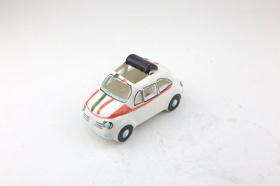 Classic Fiat 500 Italian Ceramic Model Car Ornament Collectable Hand Made In Italy