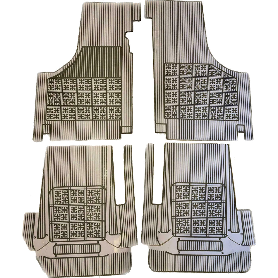 CLASSIC FIAT 500 RUBBER MAT SET 4 PIECE INTERIOR CARPET SET TRIM BLUE AND BLACK