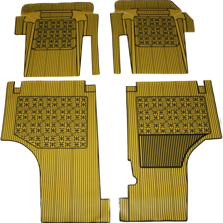 Classic Fiat 500 Rubber Mat Set 4 Piece Interior Carpet Set Trim Yellow & Black