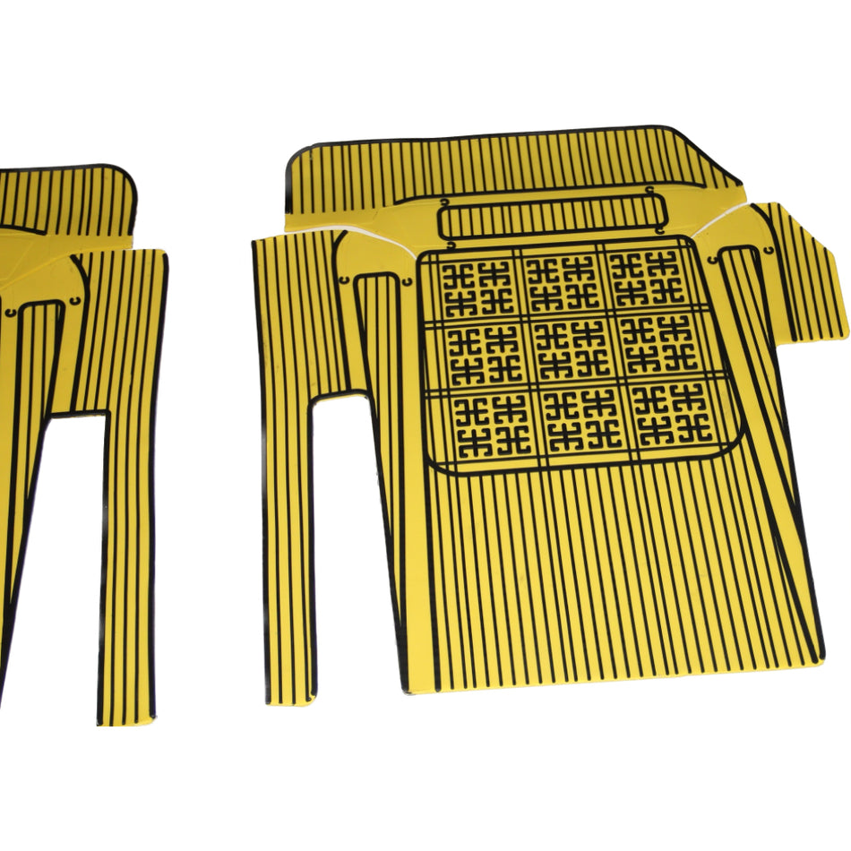 Classic Fiat 500 Rubber Mat Set 4 Piece Interior Carpet Set Trim Yellow & Black