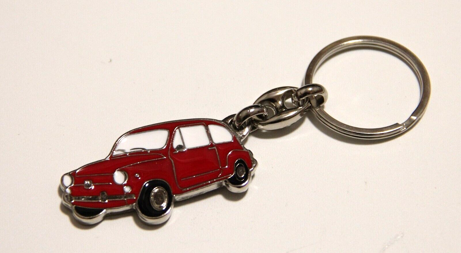 CLASSIC FIAT 600 METAL KEYRINGS - RED COLOUR - GOOD QUALITY