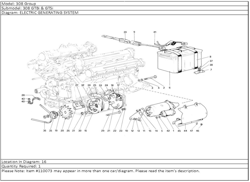 フェラーリ 208 288 308 412 512BB モンディアル 8 F40 オルタネーター 新品 110073 