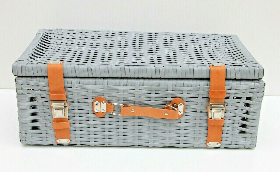 CLASSIC FIAT 500 LUGGAGE HAMPER BASKET GREY WITH STRAPS CLASSIC CAR BASKET