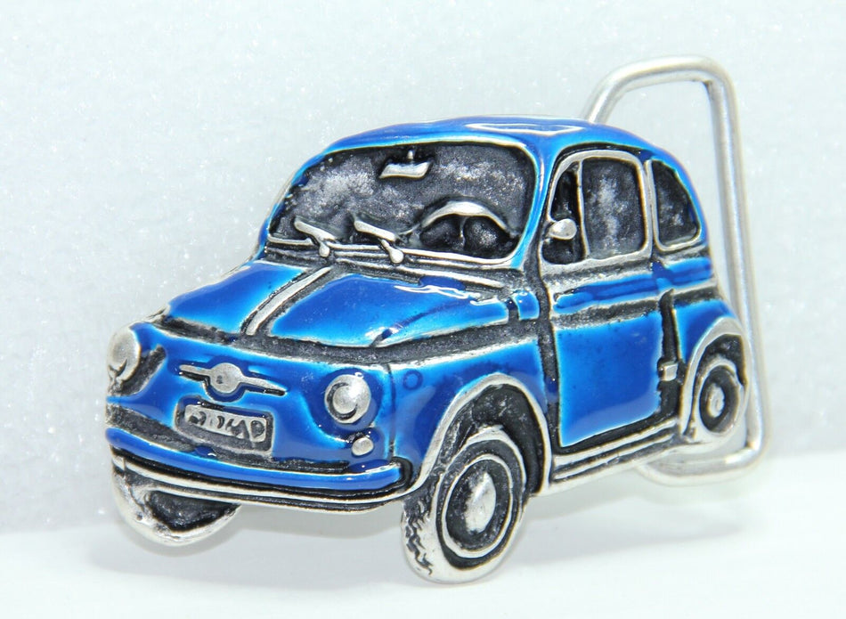 CLASSIC FIAT 500 BELT BUCKLE METAL - BLUE - PERFECT  PRESENT