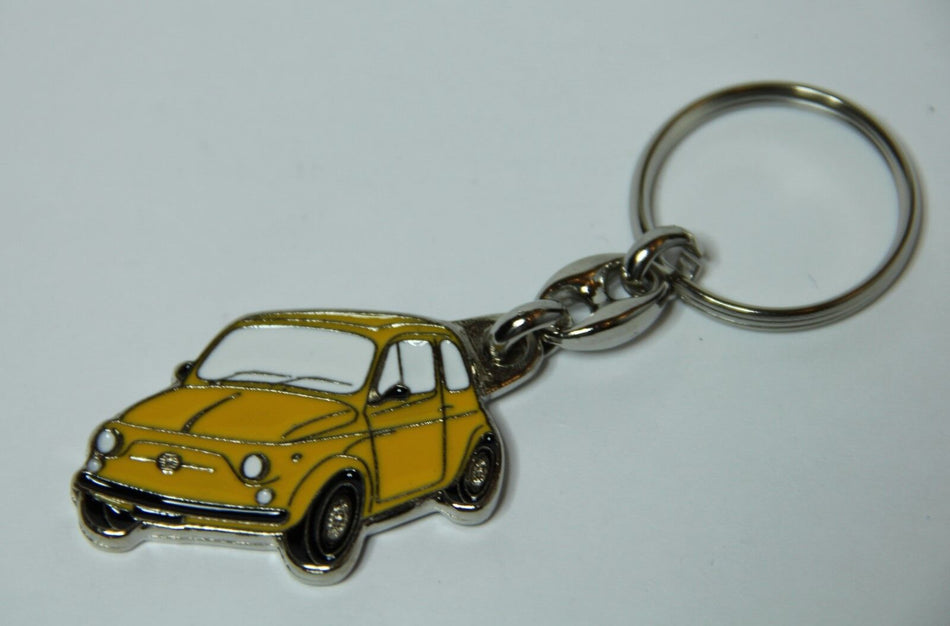 CLASSIC FIAT 500 METAL KEYRINGS - YELLOW COLOUR - GOOD QUALITY