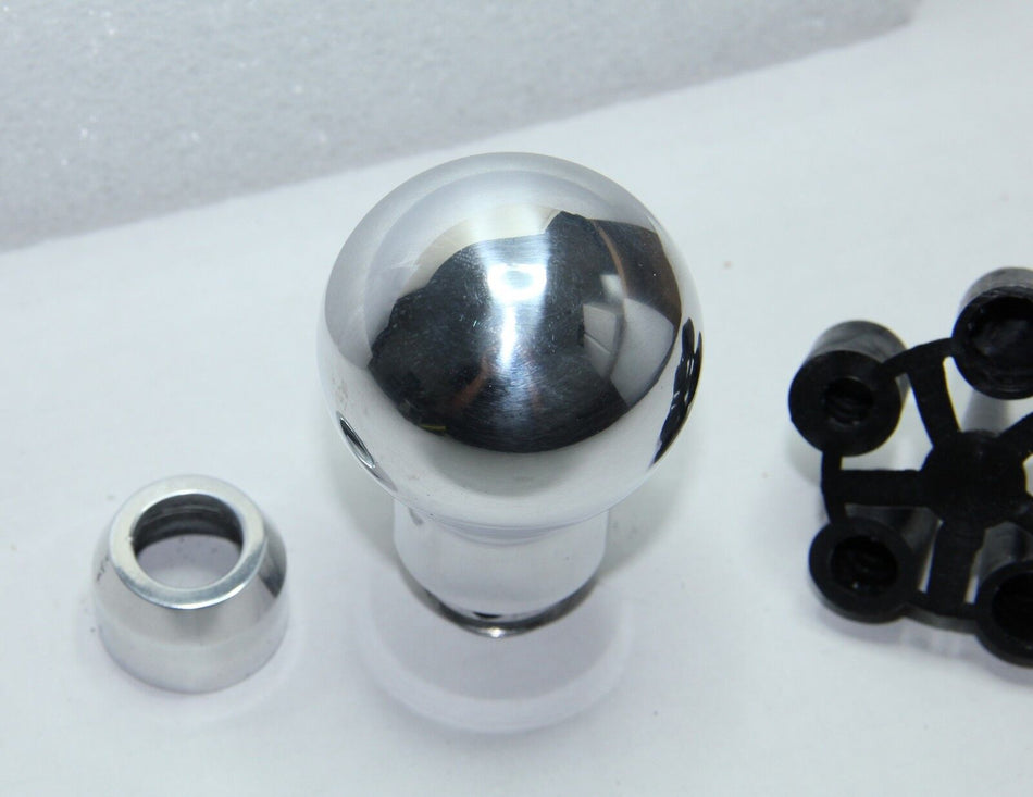 POLISHED ALUMINIUM UNIVERSAL GEAR KNOB METAL LUISI FITTING KIT SPORT ACCESSORY