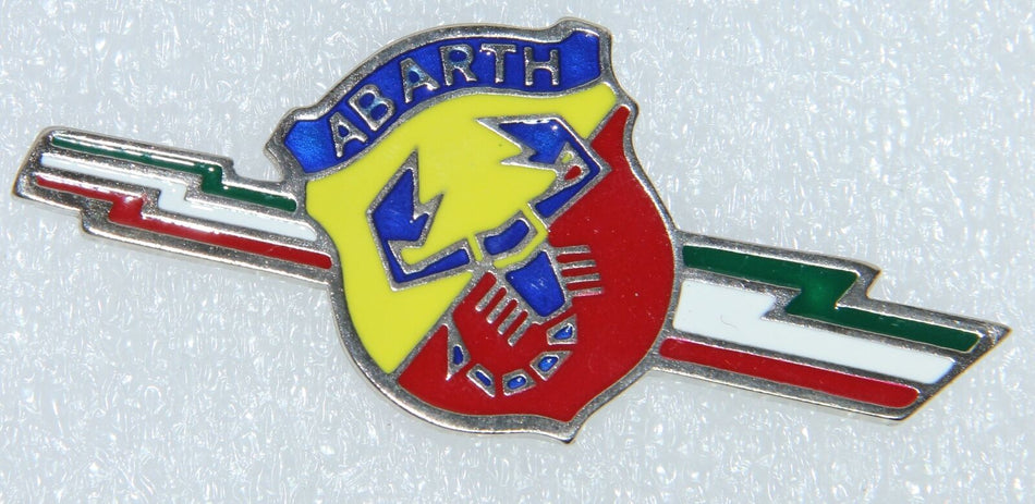 CLASSIC FIAT ABARTH SIDE LOGO EMBLEM ITALIAN FLAG METAL BADGE BRAND NEW