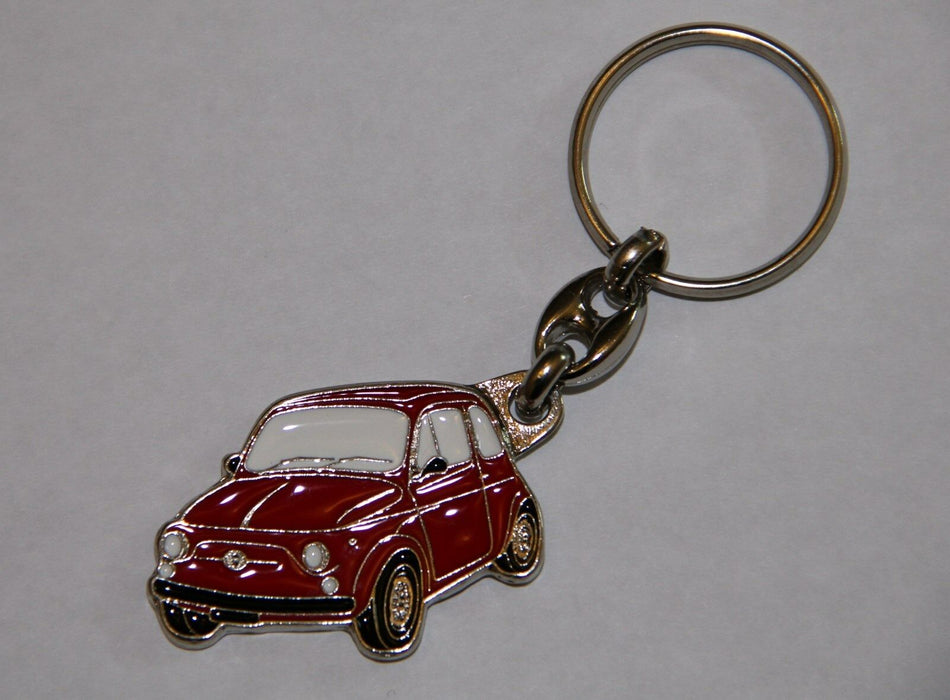 CLASSIC FIAT 500 METAL KEYRING RED COLOUR - GOOD QUALITY - MORE COLOURS IN STOCK