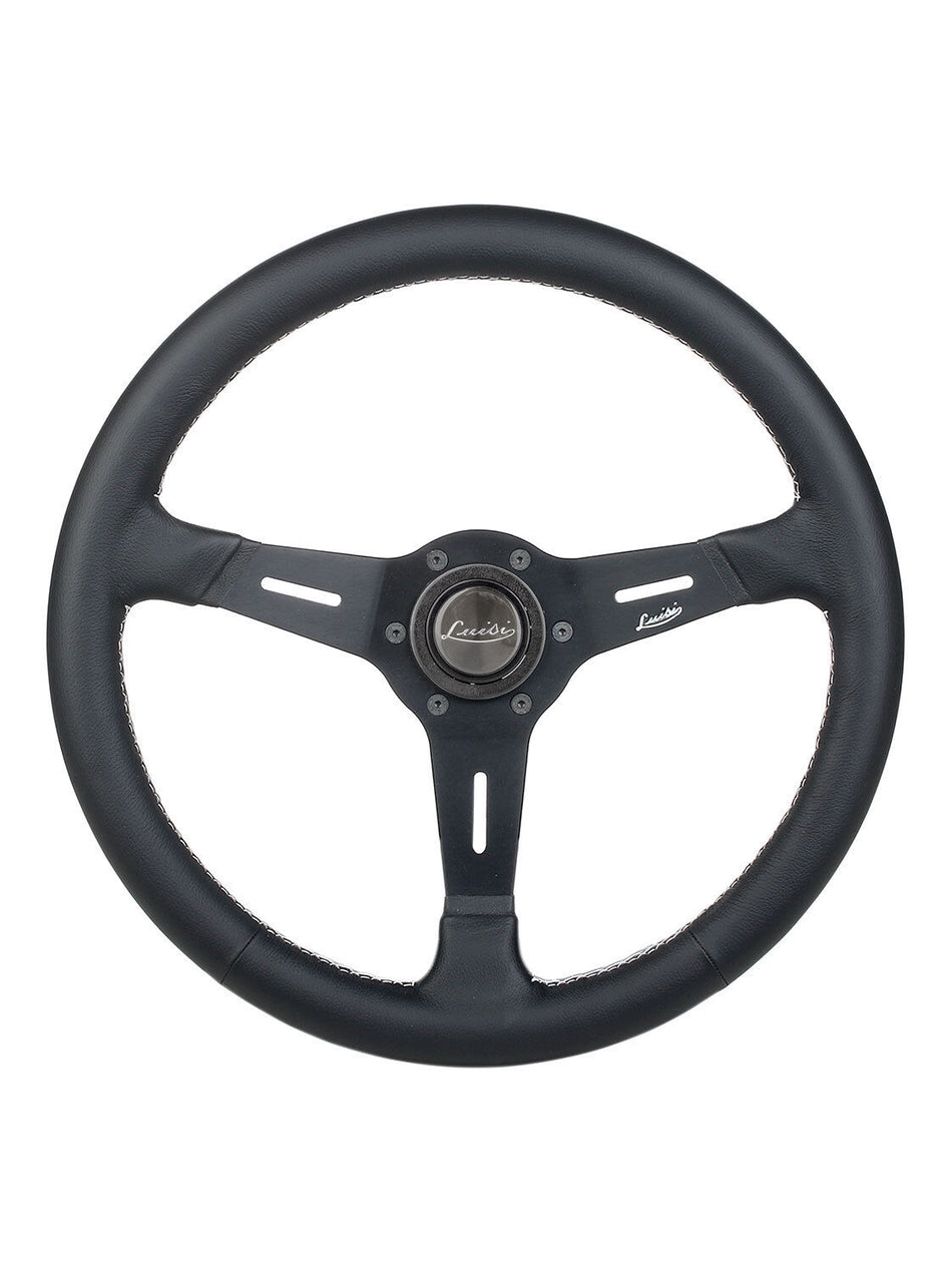 SPORT LEATHER DISHED STEERING WHEEL 380mm 15" LUISI MISTRAL MADE IN ITALY