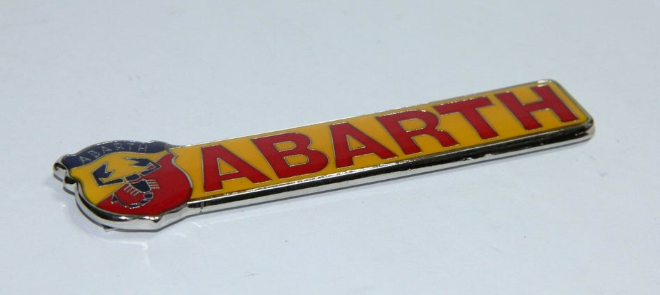 CLASSIC ABARTH LOGO EMBLEM LACQUERED METAL BADGE BRAND NEW WITH SCRIPT