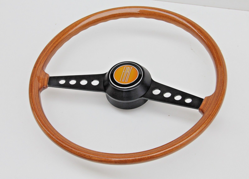 Fiat 124 Spider 1966-78 Wood Steering Wheel 390mm. With Horn Button Brand New