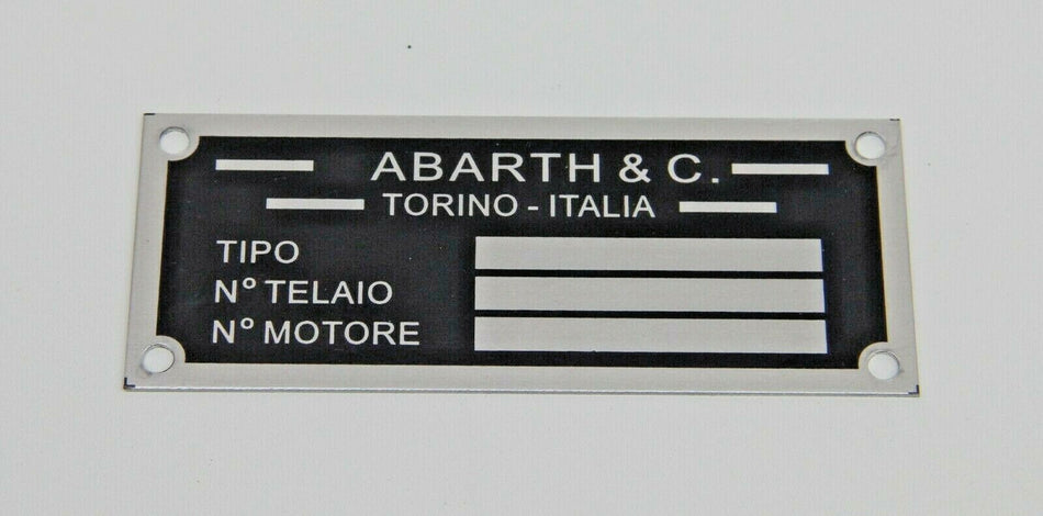 CLASSIC FIAT 500 1957-75 Abarth & C. CHASSIS PLATE- HIGHEST QUALITY