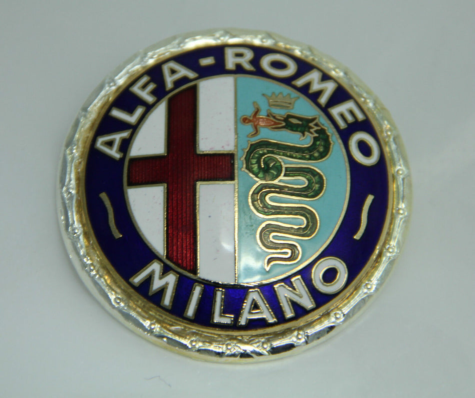 CLASSIC ALFA ROMEO GIULIETTA 101 ENAMEL LACQUERED BADGE LOGO EMBLEM 55mm.