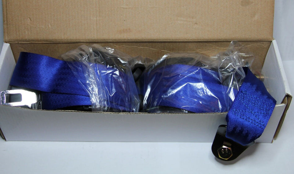 CLASSIC FIAT 500 / FIAT 126 / MINI FRONT SEAT BELT 3 POINT AUTOMATIC  KIT BLUE